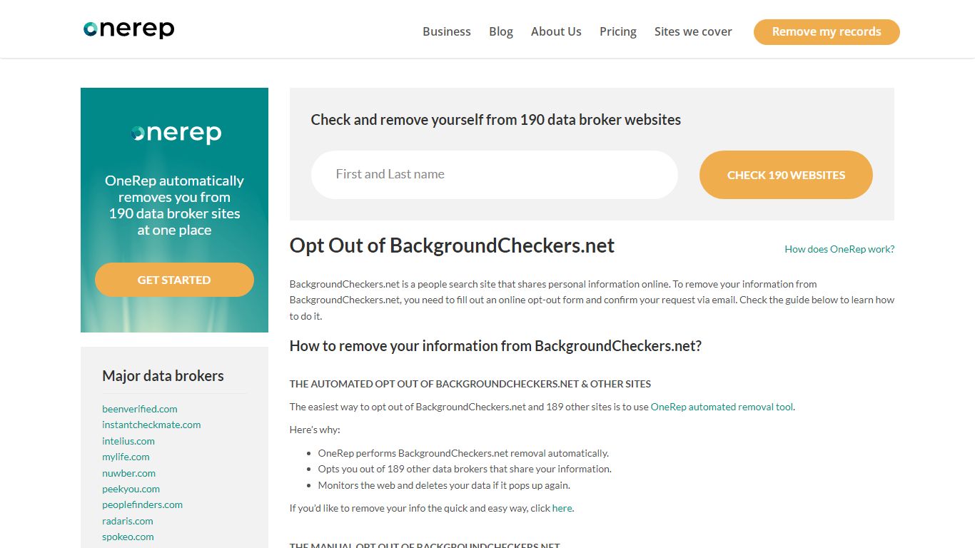 BackgroundCheckers.net Opt Out & Removal Guide | OneRep